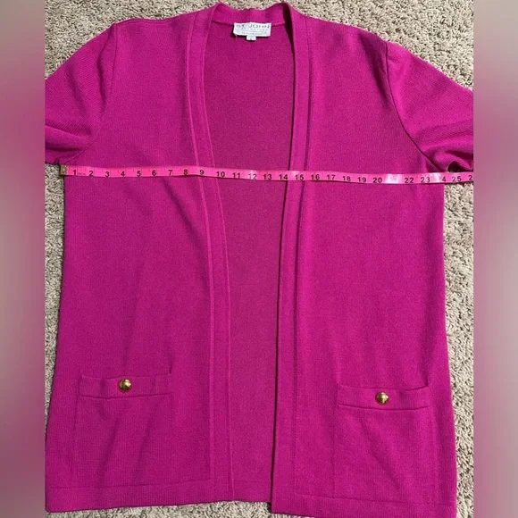 St. John Raspberry Pink 2-Piece Set Knit Sweater & Cardigan Size Large